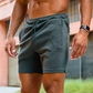 Worsted-Knit Hybrid Split-Hem Running Shorts