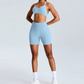 Seamless Halter & Plaid Short Set