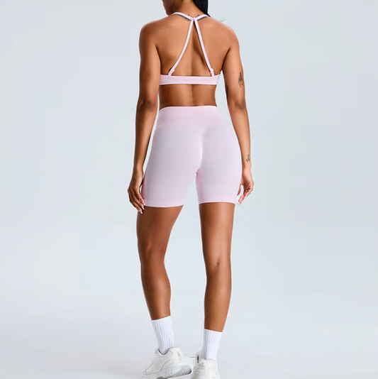 Seamless Halter & Plaid Short Set